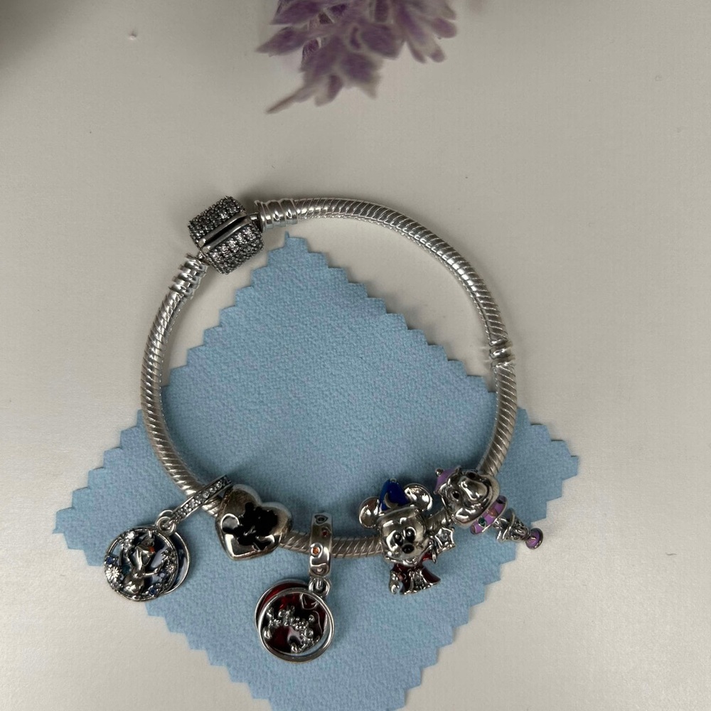Silver Charm Bracelet with Colorful Charms